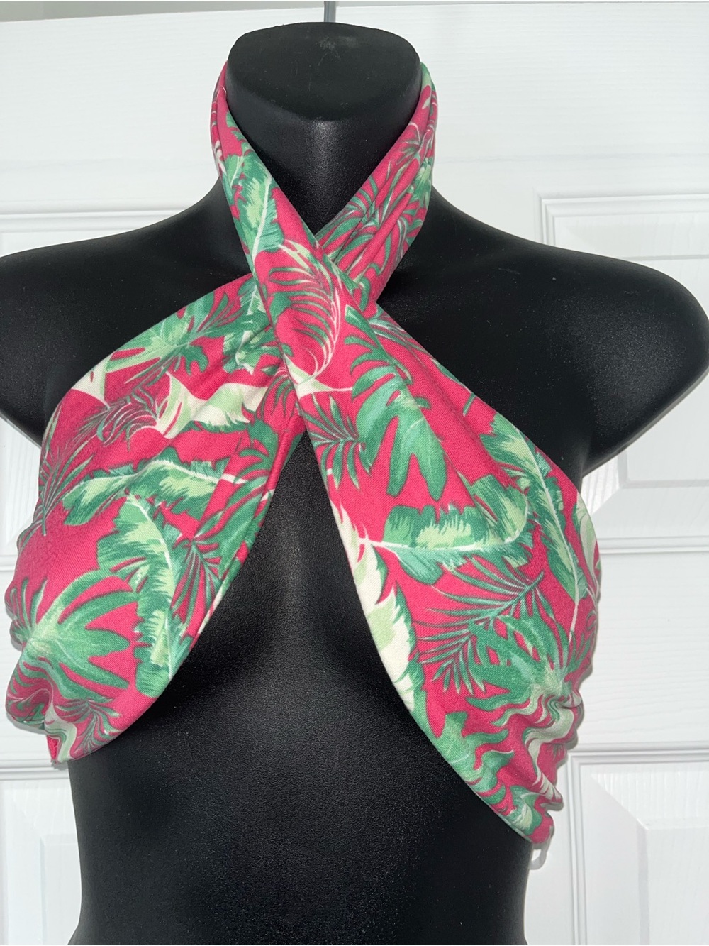 Tropical Print Pink & Green Scarf Top
